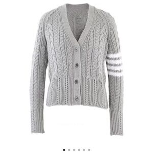 THOM BROWNE 4bar Cardigan In Gray